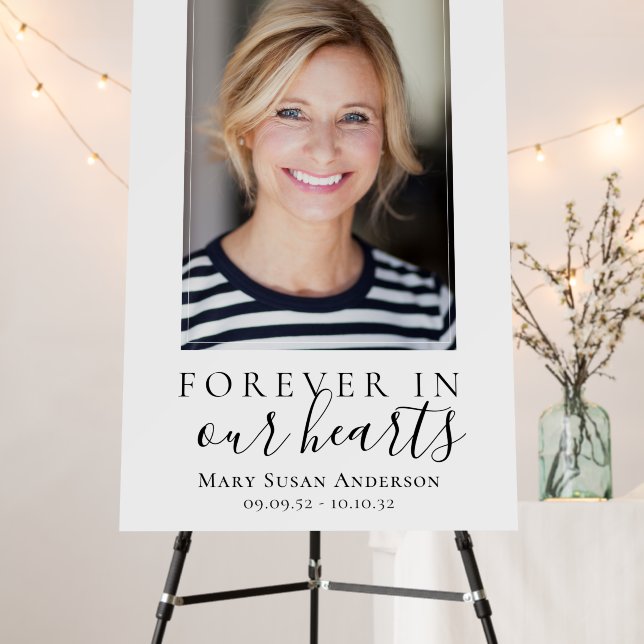 Forever in Our Hearts Photo Funeral Welcome Sign (In Situ (Stand))