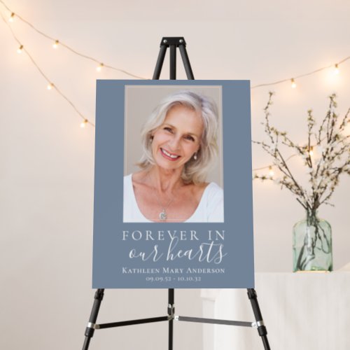 Forever in Our Hearts Photo Funeral Welcome Sign