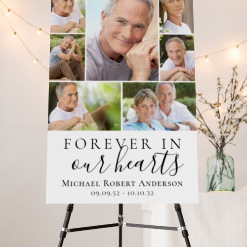 Forever in Our Hearts Photo Funeral Welcome Sign
