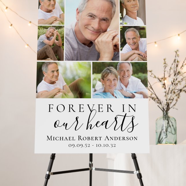 Forever in Our Hearts Photo Funeral Welcome Sign (In Situ (Stand))