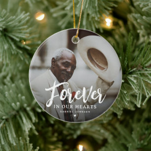 Forever in our Hearts Photo Keepsake Christmas Ceramic Ornament