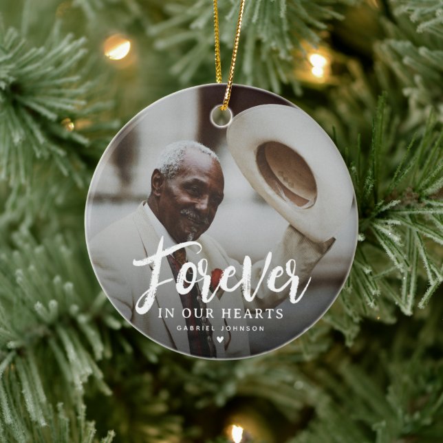 Forever in our Hearts Photo Keepsake Christmas Ceramic Ornament (Tree)