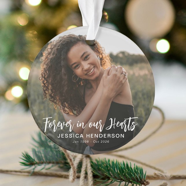 Forever in our Hearts Photo Keepsake Christmas Ornament (Creator Uploaded)