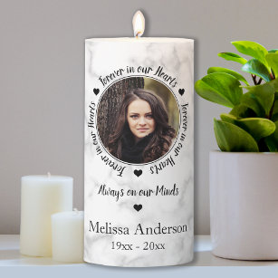 Forever in our Hearts - Photo Keepsake Memorial Pillar Candle