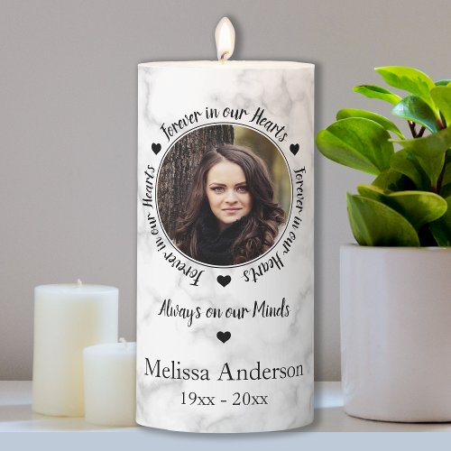 Forever in our Hearts _ Photo Keepsake Memorial Pillar Candle