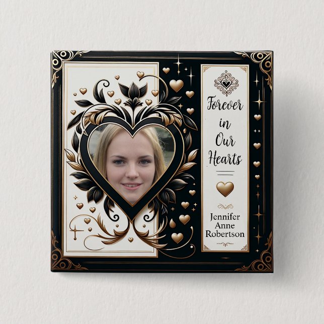 Forever in Our Hearts Photo Memorial Button (Front)