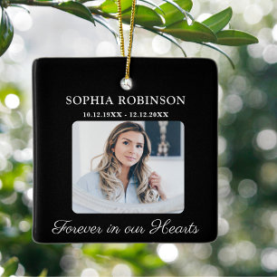 Forever in our Hearts Photo Memorial Christmas Ceramic Ornament