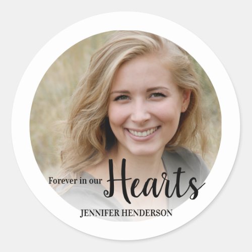 Forever In Our Hearts Photo Memorial Classic Round Sticker