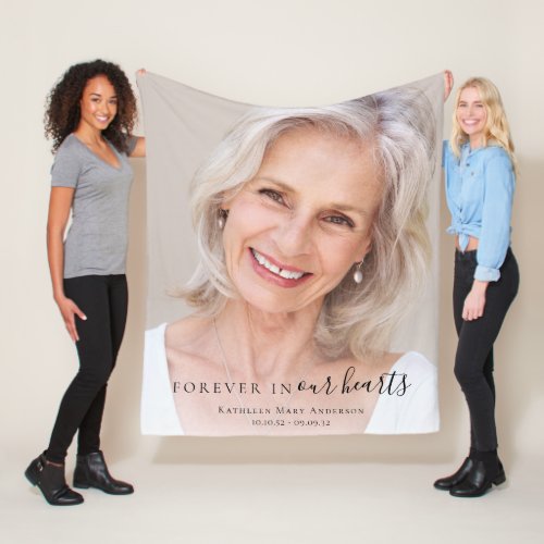 Forever in Our Hearts Photo Memorial Fleece Blanket