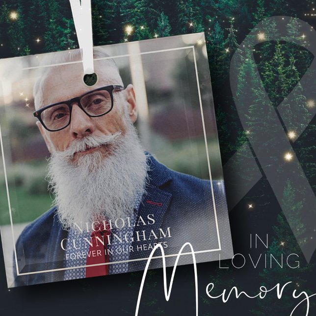 Forever In Our Hearts Photo Memorial Keepsake Glass Ornament (Creator Uploaded)
