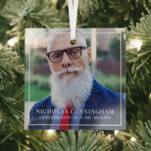Forever In Our Hearts Photo Memorial Keepsake Glass Ornament
