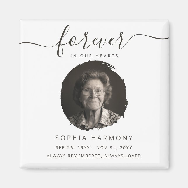 Forever in Our Hearts Photo Memorial Magnet (Front)
