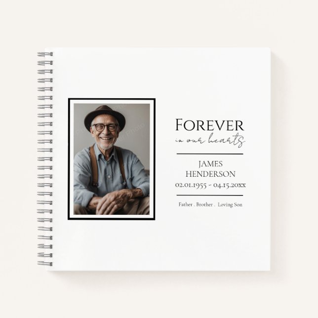 Forever in Our Hearts Photo Memorial Notebook (Front)