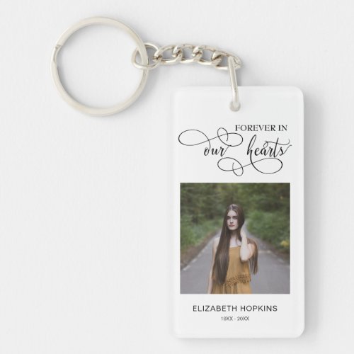 Forever in Our Hearts Photo Memorial Poem Keychain