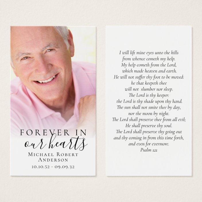 Forever In Our Hearts Photo Memorial Prayer Card 