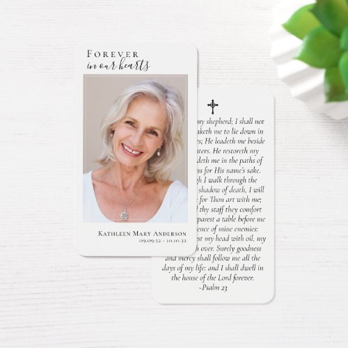 Forever in Our Hearts Photo Memorial Prayer Card
