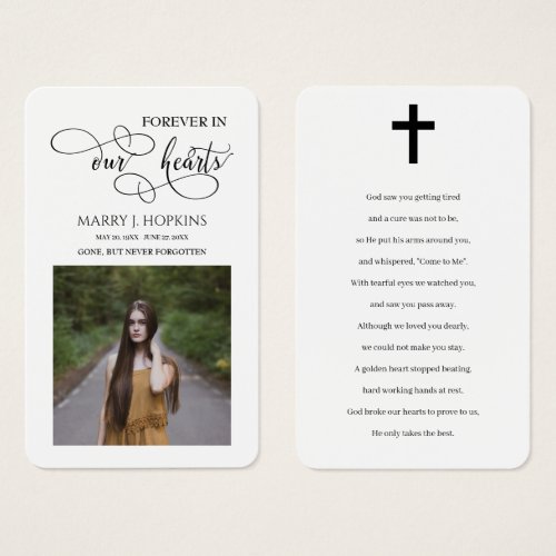 Forever in Our Hearts Photo Memorial Prayer Cards