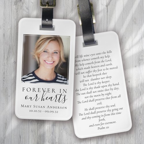 Forever in Our Hearts Photo Memorial Prayer Luggage Tag