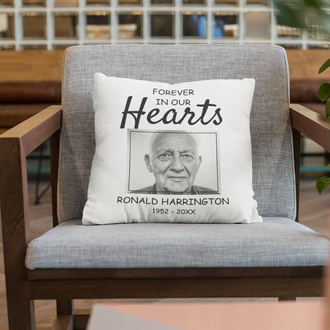 Forever In Our Hearts | Photo Memorial Throw Pillow (Creator Uploaded)