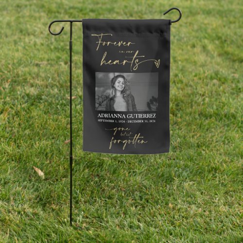 Forever in Our Hearts Photo Memorial Tribute Garden Flag