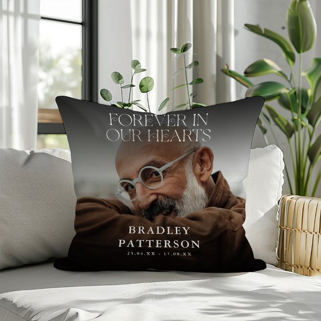 Forever in our Hearts Photo Memorial Tribute Throw Pillow (Creator Uploaded)