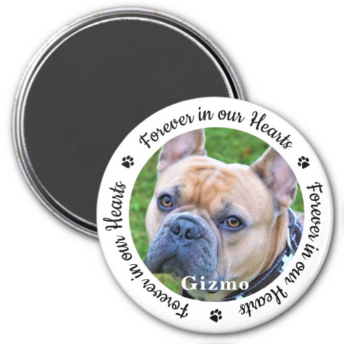 Forever In Our Hearts Photo Pet Dog Memorial Magnet - Honor your best friend with a custom photo memorial fridge magnet. This unique pet memorials keepsake is the perfect gift for yourself, family or friends to pay tribute to your loved one. We hope your dog memorial photo magnet will bring you peace, joy and happy memories. 
Quote "Forever in our Hearts".
Customize with favorite pet dog or cat photos, and name . Perfect for a car memorial decal.
COPYRIGHT © 2020 Judy Burrows, Black Dog Art - All Rights Reserved. Forever In Our Hearts Photo Pet Dog Memorial magnet