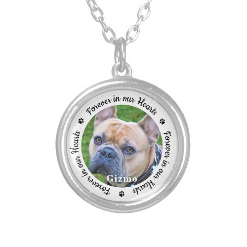 Forever In Our Hearts Photo Pet Dog Memorial Silver Plated Necklace - Honor your best friend with a custom photo memorial necklace. This unique pet memorials keepsake is the perfect gift for yourself, family or friends to pay tribute to your loved one. We hope your dog memorial photo necklace will bring you peace, joy and happy memories. 
Quote "Forever in our Hearts".
Customize with favorite pet dog or cat photos, and name . Perfect for a car memorial decal.
COPYRIGHT © 2020 Judy Burrows, Black Dog Art - All Rights Reserved. Forever In Our Hearts Photo Pet Dog Memorial Silver Plated Necklace