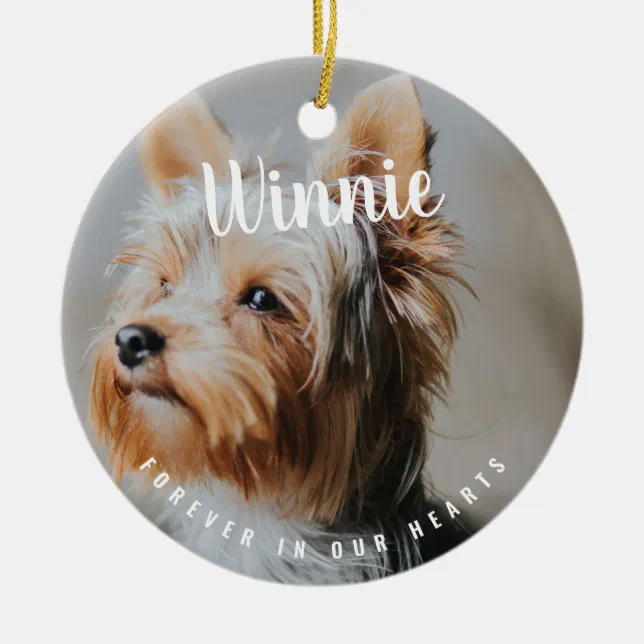 Forever In Our Hearts Photo Pet Keepsake Memory Ceramic Ornament | Zazzle