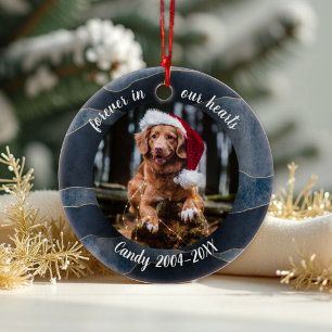 Forever in our Hearts Photo Pet Memorial Abstract Ceramic Ornament