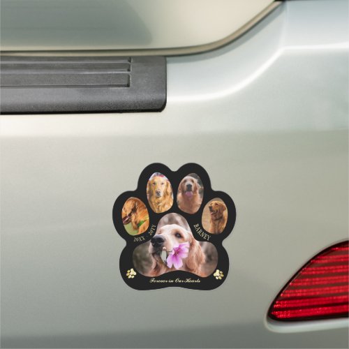 Forever in Our Hearts Photo Pet Memorial _ Black Car Magnet