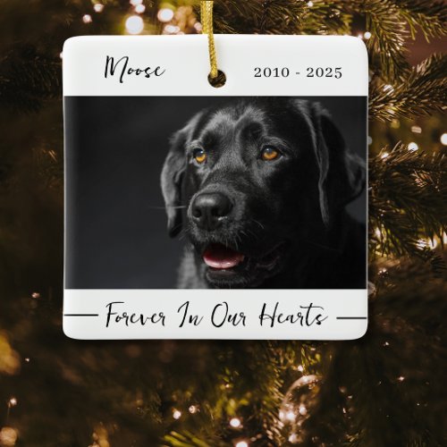 Forever In Our Hearts Photo Pet Memorial Ceramic Ornament