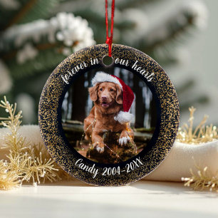 Forever in our Hearts - Photo Pet Memorial Gilded Ceramic Ornament