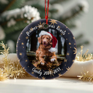 Forever in our Hearts Photo Pet Memorial Stars Ceramic Ornament