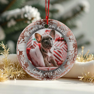 Forever in our Hearts   Photo Pet Memorial Wreaths Ceramic Ornament