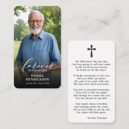 Forever in our Hearts Photo Prayer Card