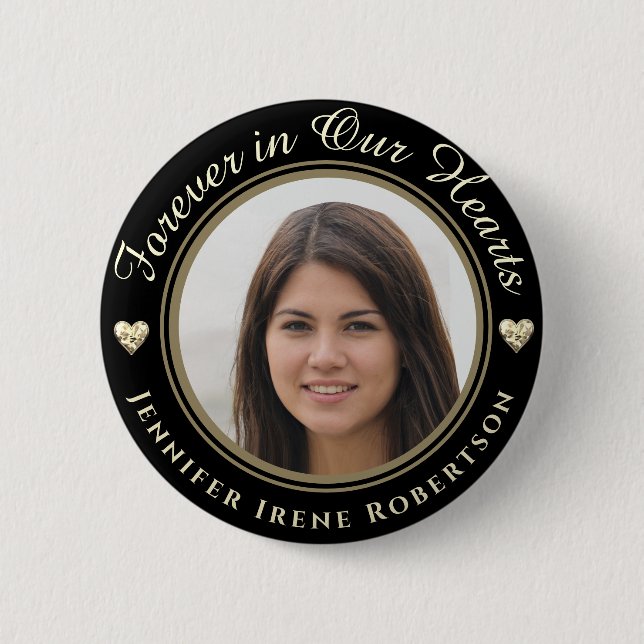 Forever in Our Hearts Photo Remembrance Button (Front)
