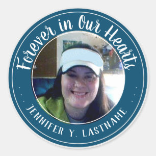 Forever in Our Hearts Photo Remembrance Classic Ro Round Sticker