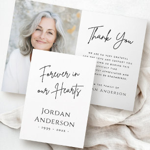 Forever in our hearts photo sympathy folded letterpress thank you card