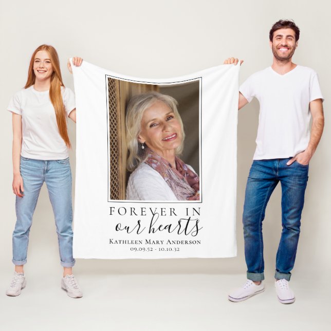 Forever in Our Hearts Photo Sympathy Memorial   Fleece Blanket (In Situ)