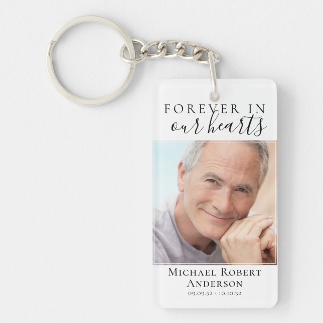 Forever in Our Hearts Photo Sympathy Memorial  Keychain (Front)