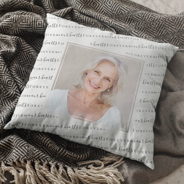 Forever in Our Hearts Photo Sympathy Memorial  Throw Pillow (Creator Uploaded)