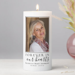 Forever in Our Hearts Photo Sympathy Tribute Pillar Candle