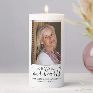 Forever in Our Hearts Photo Sympathy Tribute Pillar Candle