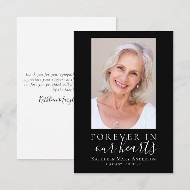Forever in Our Hearts Photo Thank You Note Card (Front/Back)
