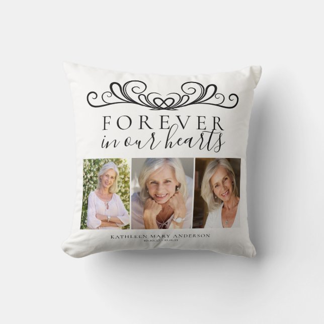 Forever in Our Hearts Photo Throw Pillow (Front)