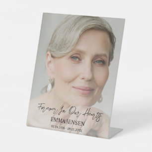 Forever In Our Hearts Photo Welcome Funeral Pedestal Sign