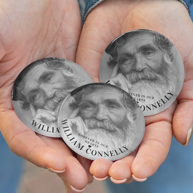 Forever In Our Hearts Photograph Memorial Funeral Button (Creator Uploaded)