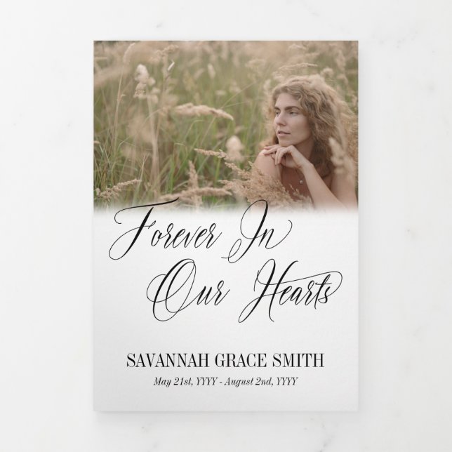 Forever In Our Hearts Photos Funeral Tri-Fold Program (Cover)