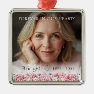 Forever In Our Hearts Pink Hydrangea Remembrance Metal Ornament