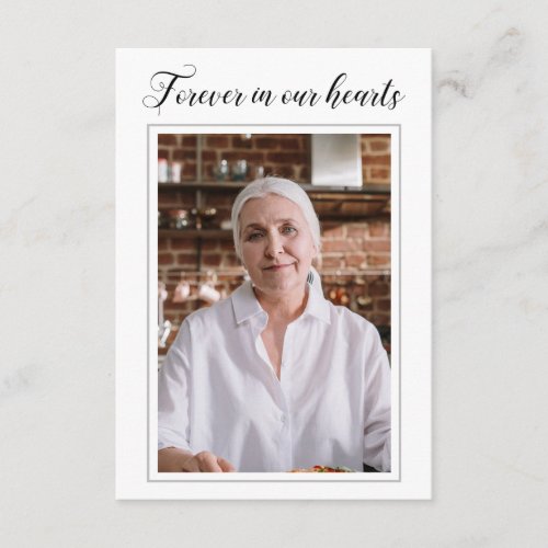 Forever In Our Hearts Prayer Card With Photo